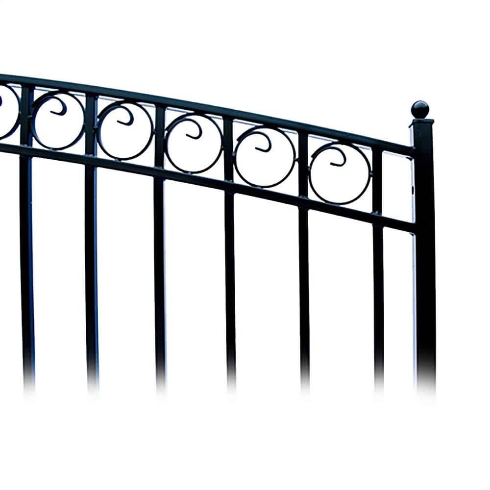 Paris Style Black Steel Dual Swing Driveway Gate with Automated Opener Kit
