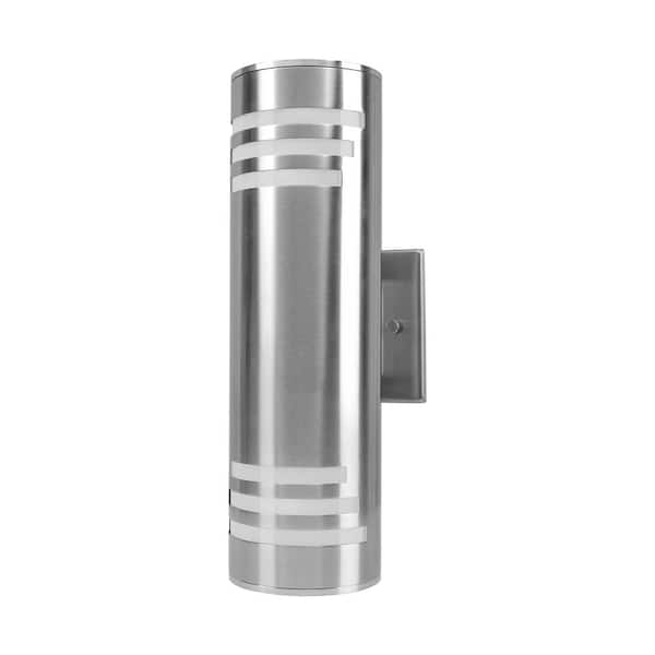 ZACHVO 2-Lights Silver Hardwired Outdoor Wall Lantern Armed Sconce