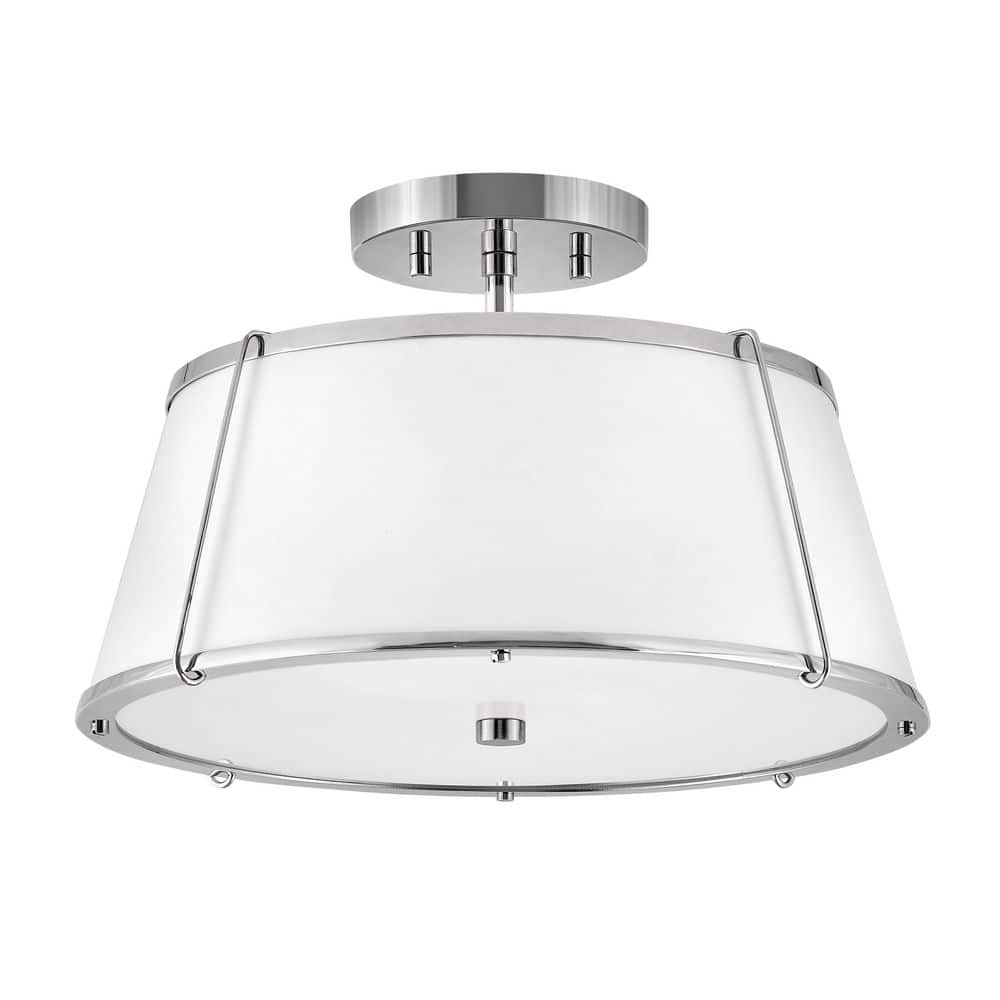 Elegant 2-Light Polished Nickel Drum LED Semi-Flush Mount