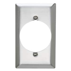 Pass & Seymour 302/304 S/S 1 Gang Single Power Outlet 2.125-in. Hole Wall Plate, Stainless Steel (1-Pack)