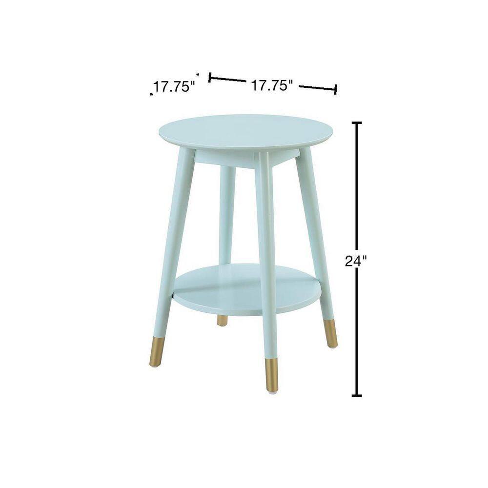 Savannah Sea Foam Round End Table with Gold-Tipped Legs