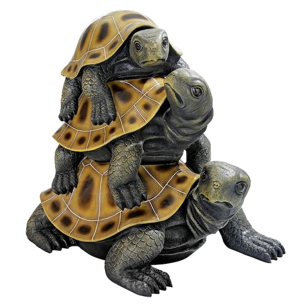 Design Toscano 48 in. H Three's a Crowd Stacked Turtle Giant Statue