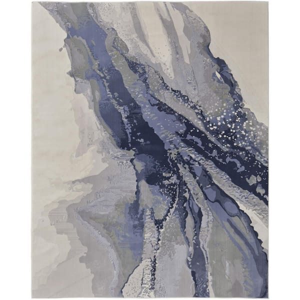 HomeRoots 8 ft. x 10 ft. Gray and Ivory Abstract Area Rug