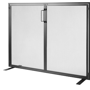 Fireplace Screen 1-Panel with Door, Sturdy Iron Mesh Fireplace Screen, 38.98 in. (L) x 30.7 in. (H) Spark Guard Cover