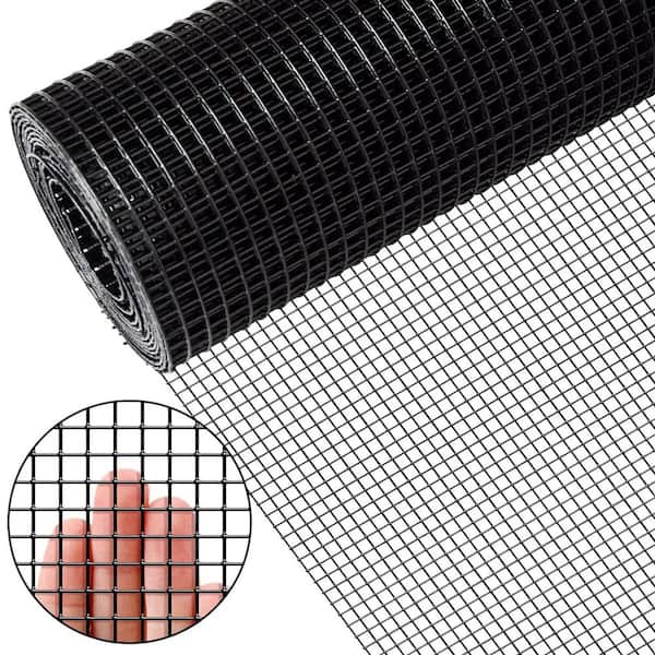 ATENGNES 24 in. x 50 ft. 21 Gauge 1/4 in. Black Vinyl Coated Hardware Cloth Welded Wire Fence Improvement and Chicken Coop