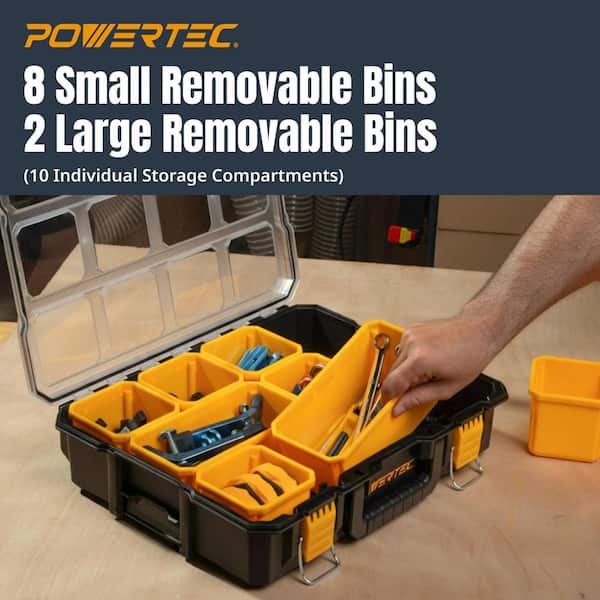 POWERTEC 10-Compartments, Small Parts Organizer and Tool Box, IP65