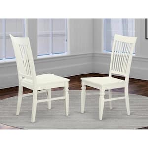 Linen White Wooden Seat Slat Back Dining Chair (Set of 2)