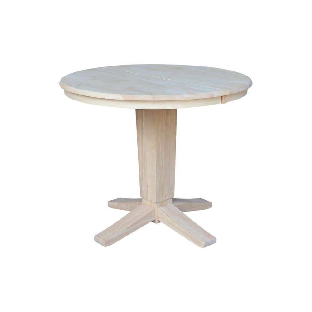 Unfinished Solid Wood Round Extendable Dining Table, 48 in