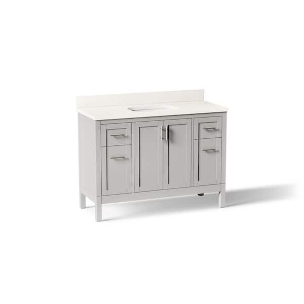 Hadron 49 in. Single Sink Freestanding Atmos Grey Bath Vanity with White Quartz Top Assembled