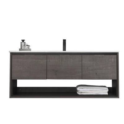 48 in. W x 18 in. D Bath Vanity in Plaid Grey Oak with Vanity Top in White with White Basin