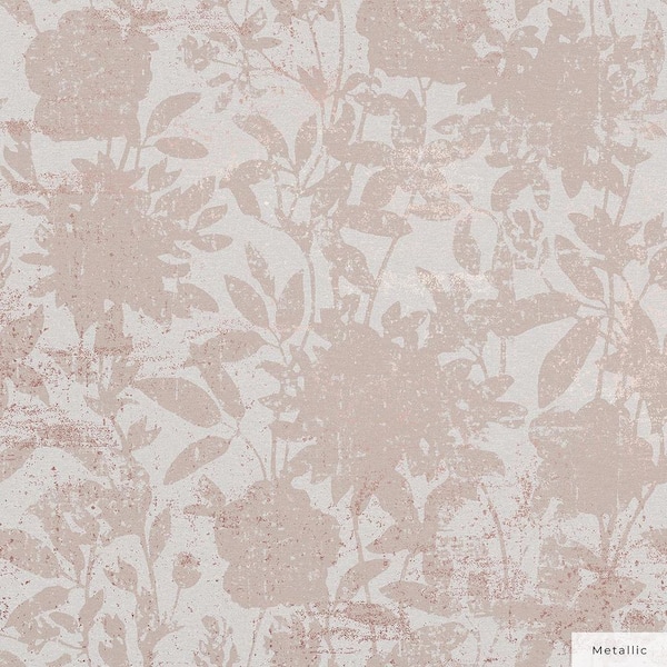 Metallic Pink Garden Floral Vinyl Peel and Stick Wallpaper Roll (Covers 28 Sq. ft.)