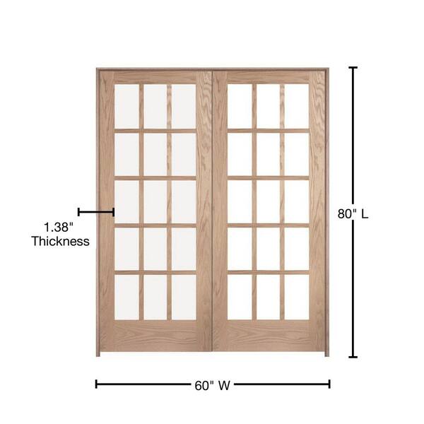 JELD-WEN 15 Lite Wood 60-in x 80-in Unfinished Clear Glass Unfinished Pine Wood Interior French Door (Hardware Included) JELD-WEN 15 Lite Wood 60-in x 80-in Unfinished Clear Glass Unfinished Pine Wood Interior French Door (Hardware Included)