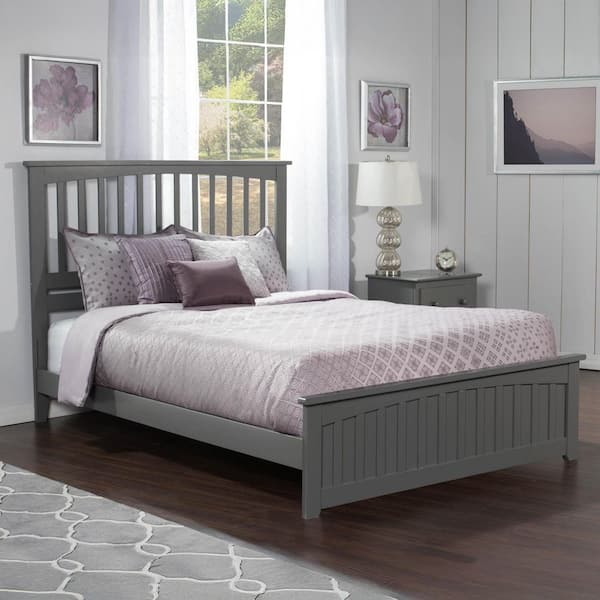 AFI Mission Queen Traditional Bed with Matching Foot Board in Grey