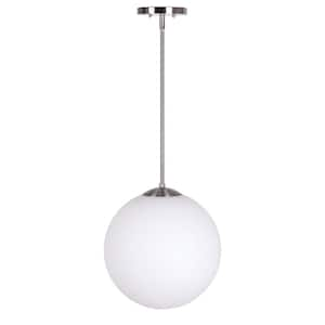 Selene 1-Light Brushed Nickel Pendant with Satin Opal Globe Glass Shade