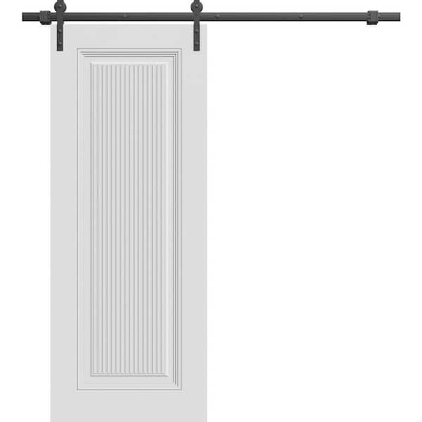 7888 18 in. x 80 in. Sold Core White Enamel Color Wood Sliding Barn Door with Hardware Kit