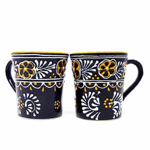 10 oz. Blue Mexican Pottery Ceramic Flared Coffee Mugs