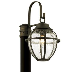 Bunker Hill 1-Light Vintage Bronze 18.25 in. H Outdoor Post Light with Clear Seeded Glass