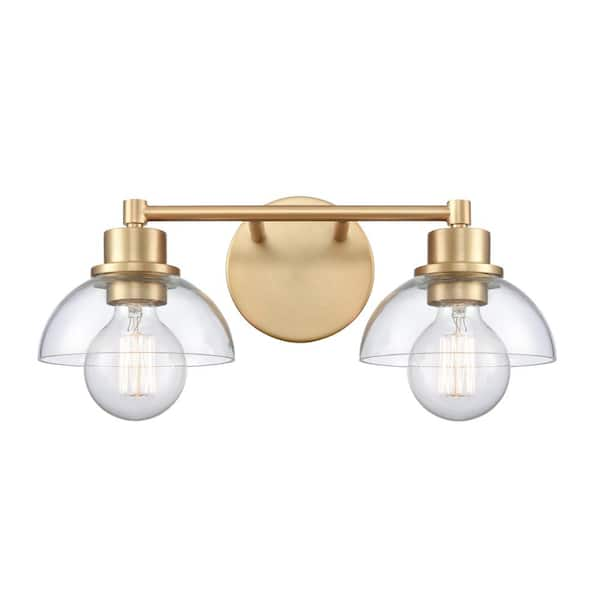 Titan Lighting Jillian 16 in. W 2-Light Brushed Gold Vanity Light with ...