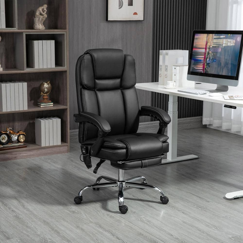 Vinsetto Faux Leather Adjustable Height Ergonomic Office Chair in Black ...