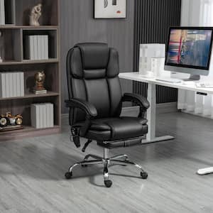 Faux Leather Adjustable Height Ergonomic Office Chair in Black with Arms