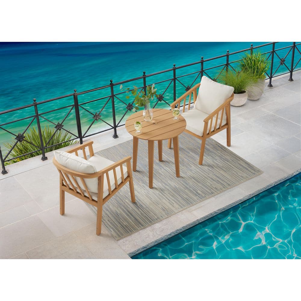 Summerwood 3-Piece Wood Outdoor Bistro Set with CushionGuard Beige Cushions price history on PriceWatchPro