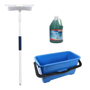 Window Squeegee with Scrubber and 5 ft. Pole, 1 Gal. Liquid Soap Glass Cleaner & 6 Gal. Bucket