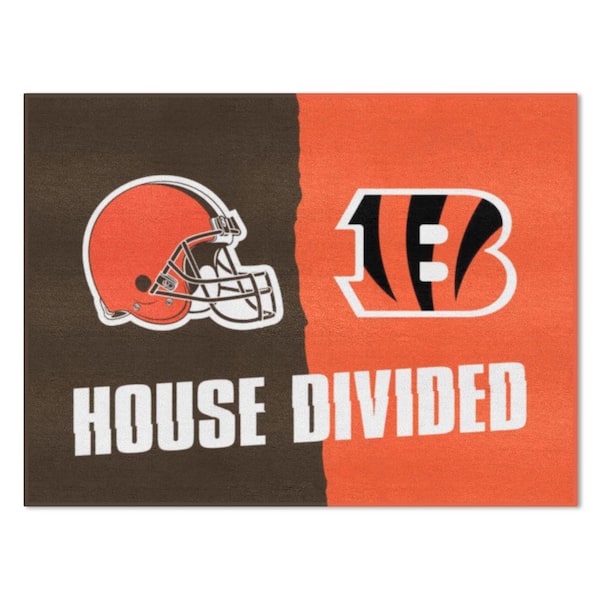 FANMATS NFL Bengals:Browns House Divided Multi 3 ft. x 4 ft. Interior Area Rug