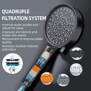 4.9 in. 6-Spray Patterns Wall Mount Filtered Handheld Shower Head 1.8 GPM in Black