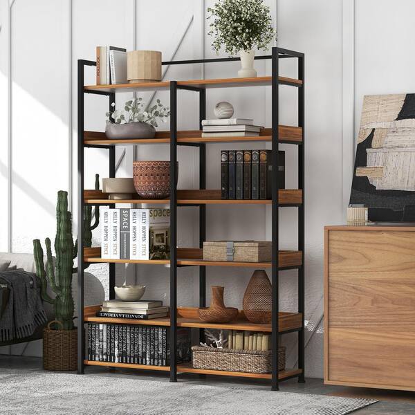 Trinity Bookshelf With Doors Industrial Bookcase With 4 Tiers Open Storage  Shelf For Bedroom, Living Room, Home Office, Brown : Target