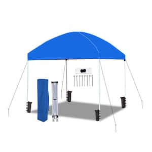 Value King Easy Shut 8 ft. x 8 ft. Instant Pop-up Canopy w/ Weight Bags, Fiberglass Rod, Dome Roof, Blue