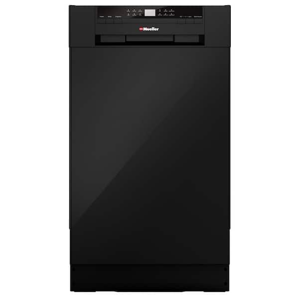 MUELLER 18 in. Black Stainless Steel Front Control Digital Built-In Dishwasher with 3-Stage Filtration, 6 Smart Wash Programs