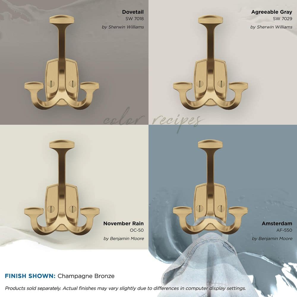 Champagne Bronze Triple Prong Decorative Wall Hook