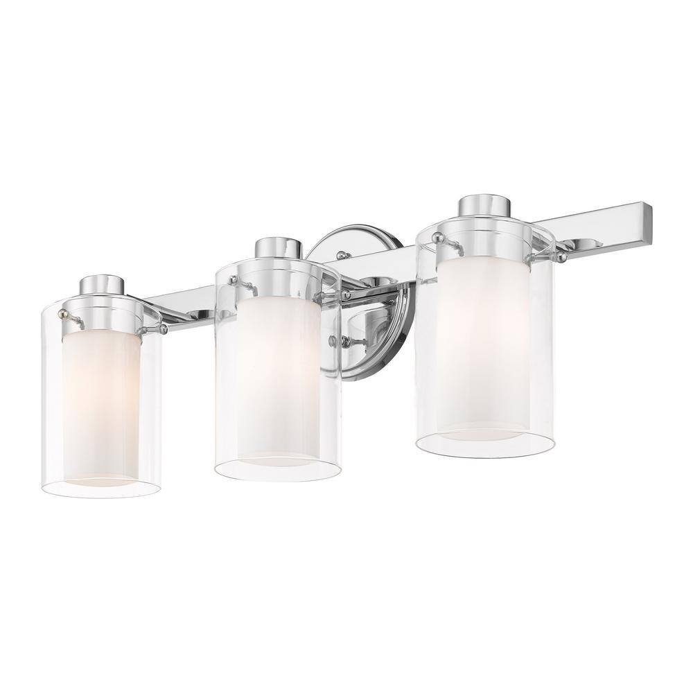 Santuario Polished Chrome 3-Light Dimmable Vanity Light with Opal Glass