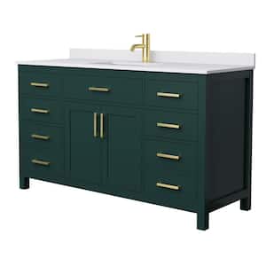 Beckett 60 in. W x 22 in. D x 35 in. H Single Sink Bathroom Vanity in Green with White Cultured Marble Top