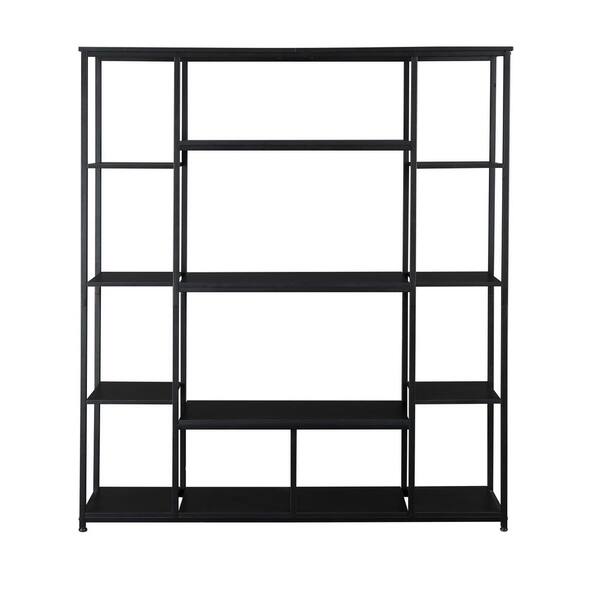 59 in.W x 71 in.H 5-Shelf Brown Bookcase Or Bookcase with Brown Metal ...