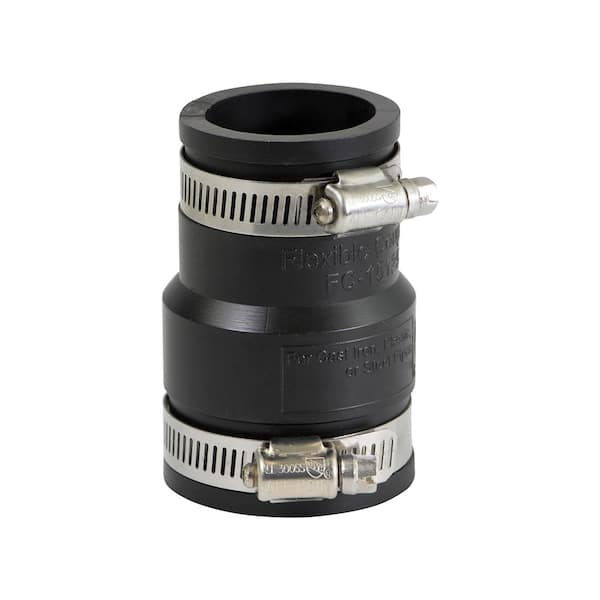 PLUMBFLEX 1-1/2 in. x 1-1/4 in. PVC Flexible Reducing Coupling with Stainless Steel Clamps