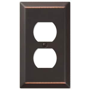 Metallic 1-Gang Aged Bronze Duplex Outlet Stamped Steel Wall Plate