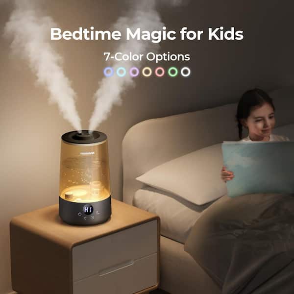 0.95 Gal. Cool Mist Humidifier, 34H Top Fill Filterless Humidifier for Bedroom, Large Room, Plants, Indoor, Black