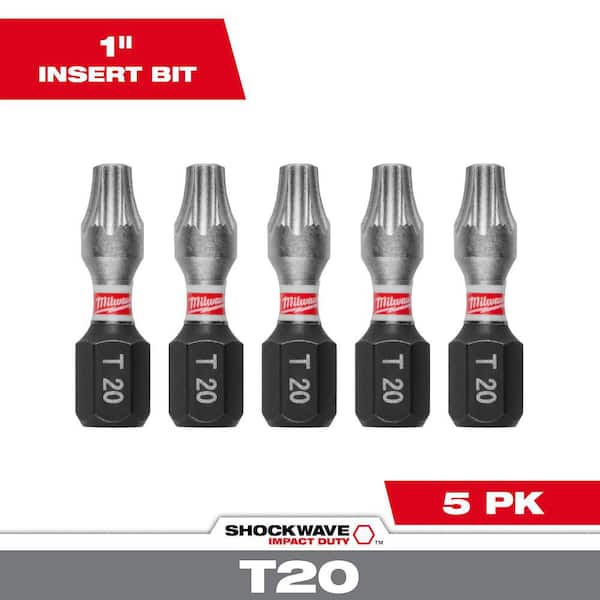 Milwaukee SHOCKWAVE Impact Duty 1 in. T20 Torx Alloy Steel Insert Bit (5-Pack)
