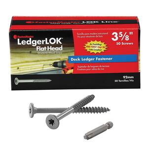 LedgerLOK Flat Head Structural Ledger Board Screws – 3-5/8 inch flat head wood screws – Gray (50 Pack)