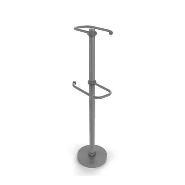 Allied Brass Free Standing Two Roll Toilet Paper Holder Stand in Matte Gray