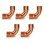 1 in. Copper C x C Long Radius 90-Degree Elbow Fitting with 2-Solder Cups (5-Pack)