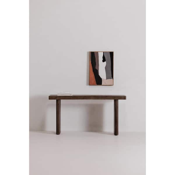 NADAAL STUDIOS Brannon 60 in. Aged Brown Rectangle Solid Pine Wood Console Table with Matte Driftwood Finish