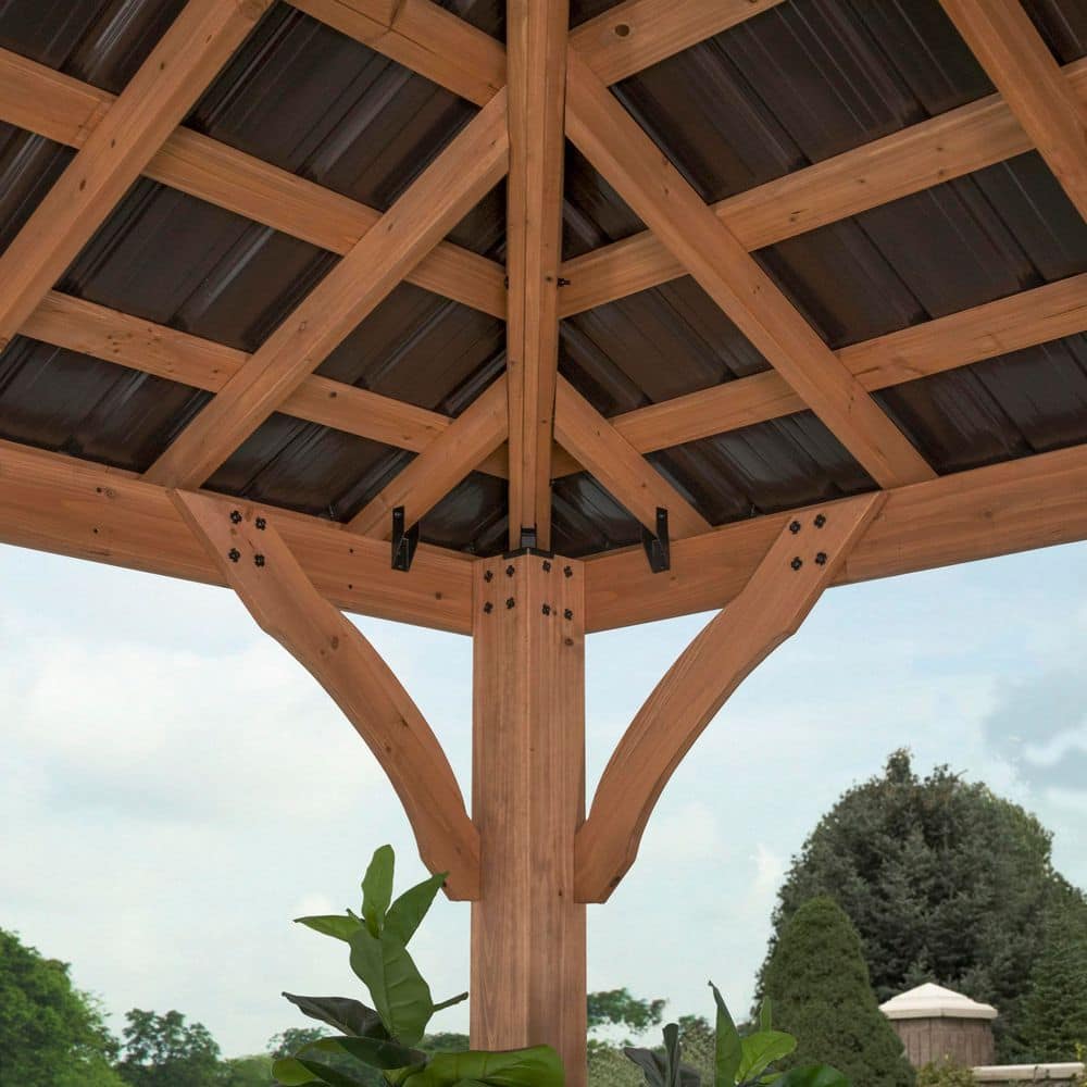 Barrington 10' x 10' Cedar Wood Gazebo with Galvanized Steel Roof
