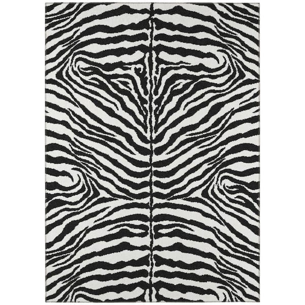 Safari Black 9 ft. x 12 ft. Indoor/Outdoor Washable Indoor/Outdoor Washable Rug
