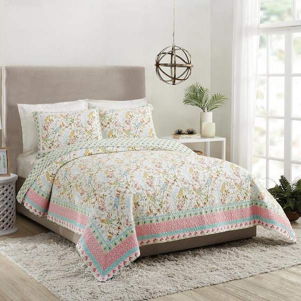 Unbranded Sonnet Pink King Cotton Quilt (Set of 3)