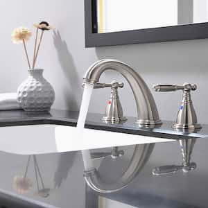 Solid Brass Brushed Nickel 2-Handle Wide spread Bathroom Sink Faucet