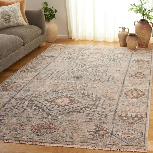 Samarkand 6 ft. x 9 ft. Gray/Ivory Oriental Area Rug