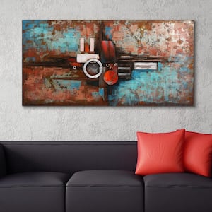 48 in. x 24 in. "Composition 1" Mixed Media Iron Hand Painted Dimensional Wall Art