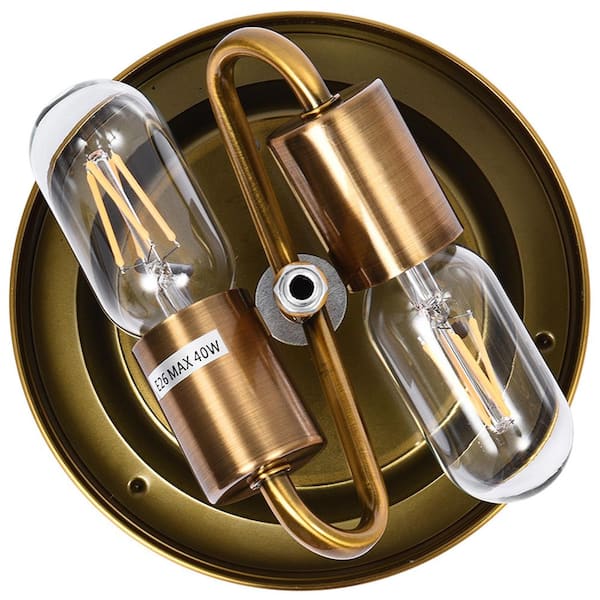 Y'INSP 9 in. 2-Light Mid-Century Antique Gold Flush Mount Empire